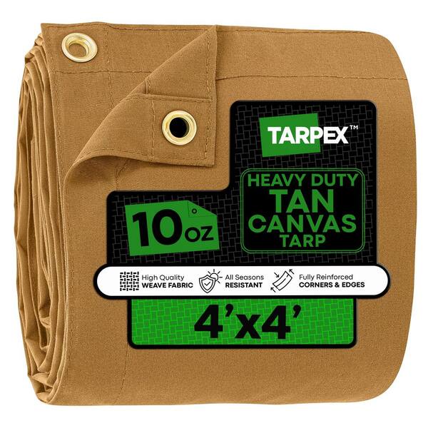 Tarpex Heavy-Duty 10 oz. Canvas Tarp 4 ft. x 4 ft. Multi-Purpose