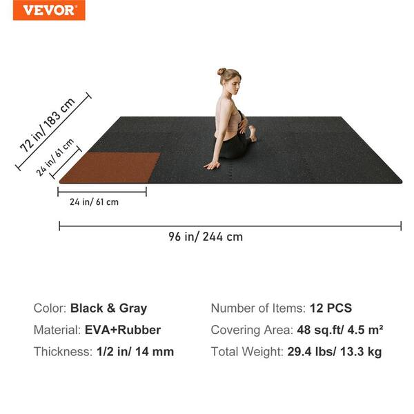 24 X TNP Accessories Interlocking Eva Foam Gym Floor Mats 2ft X 2ft Black  for sale online