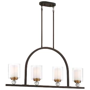 Studio 5 Collection 4-Light Painted Bronze with Natural Brushed Brass Finish Pendant