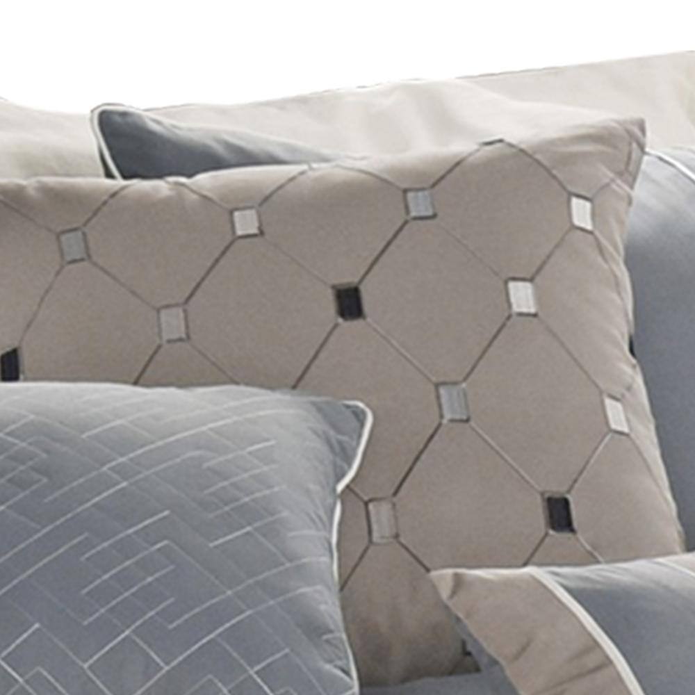 Blue and Gray 7-Piece Queen Microfiber Comforter Set