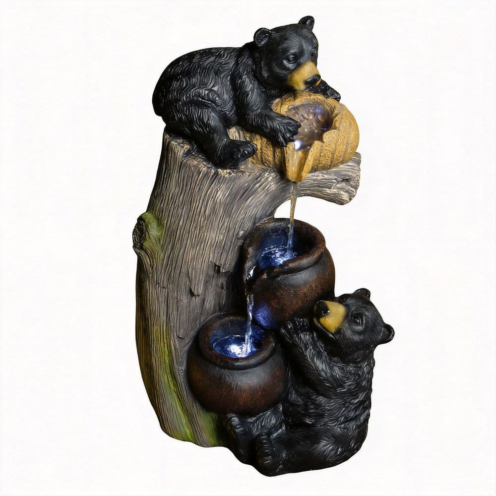 23.62 in. Electric Resin Bear Cascading Waterfall Fountain with LED Lights price history on PriceWatchPro