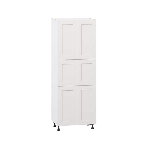 Roseland 30 in. W x 24 in. D x 84.5 in. H Assembled Shaker Pantry Kitchen Cabinet in Warm White with 5-Shelves