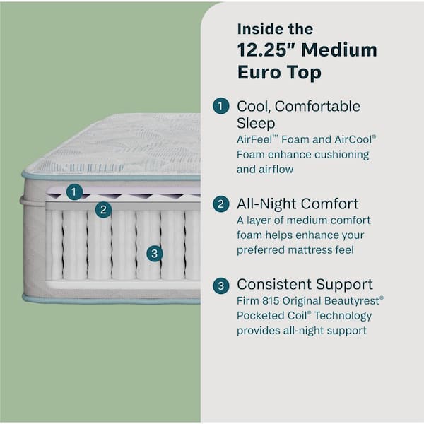 Slumberscape Twin Medium Euro Top12.25 in. Standard Profile Mattress Set