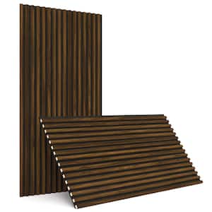 Brown 4/5 in. x 2 ft. x 3.93 ft. Wood Slat Acoustic 3D Sound Absorbing Decorative Wall Paneling (2-Pack/15.8 sq. ft.)