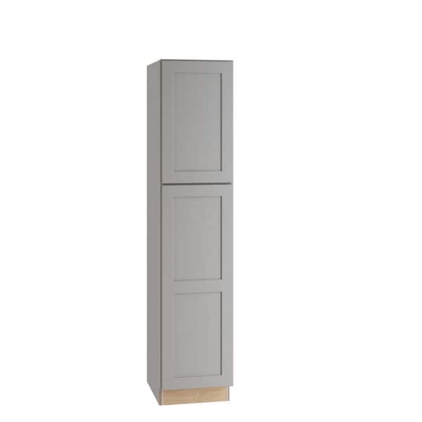 Newport 18 in. W x 21 in. D x 84 in. H Assembled Plywood Vanity Linen Bath Cabinet in Pearl Gray with Soft Close RH