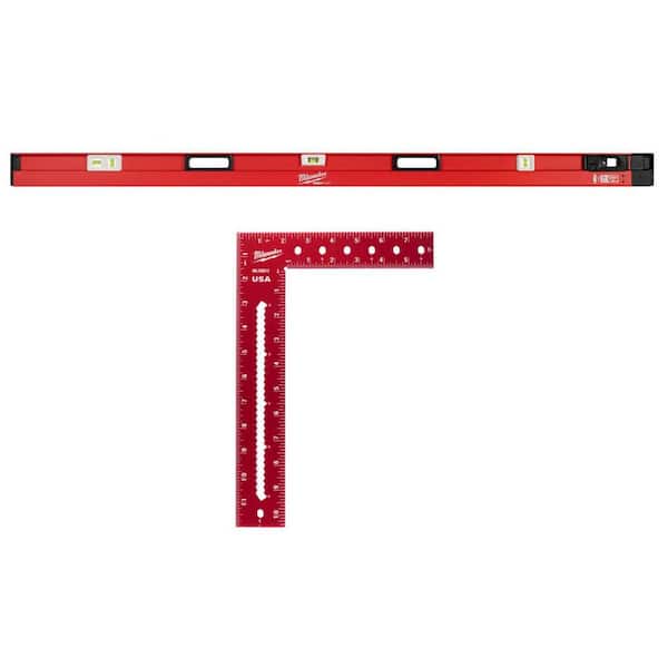 79 in. to 144 in. REDSTICK Expandable Box Beam Level with 8 in. x 12 in. Framing Square