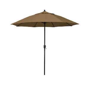 7.5 ft. Bronze Aluminum Market Patio Umbrella with Fiberglass Ribs and Auto Tilt in Woven Sesame Olefin