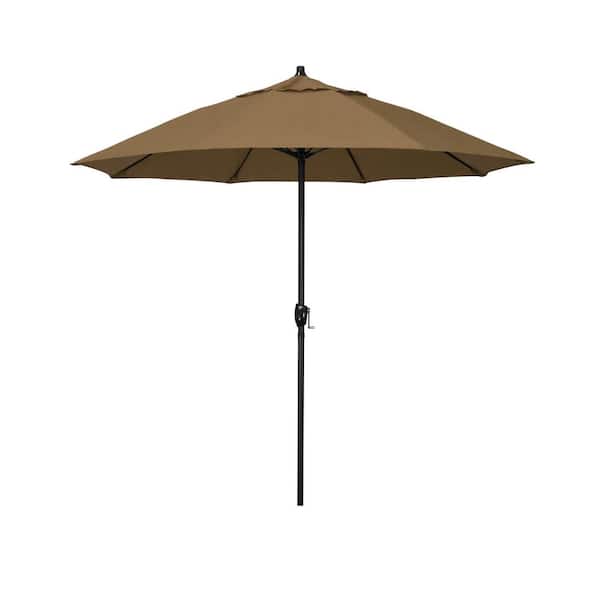 California Umbrella 7.5 ft. Bronze Aluminum Market Patio Umbrella with Fiberglass Ribs and Auto Tilt in Woven Sesame Olefin