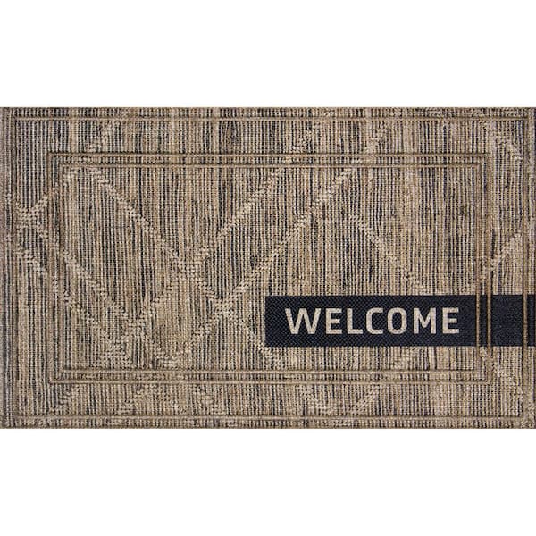 StyleWell Welcome 23 in. x 47 in. Pewter Doormat