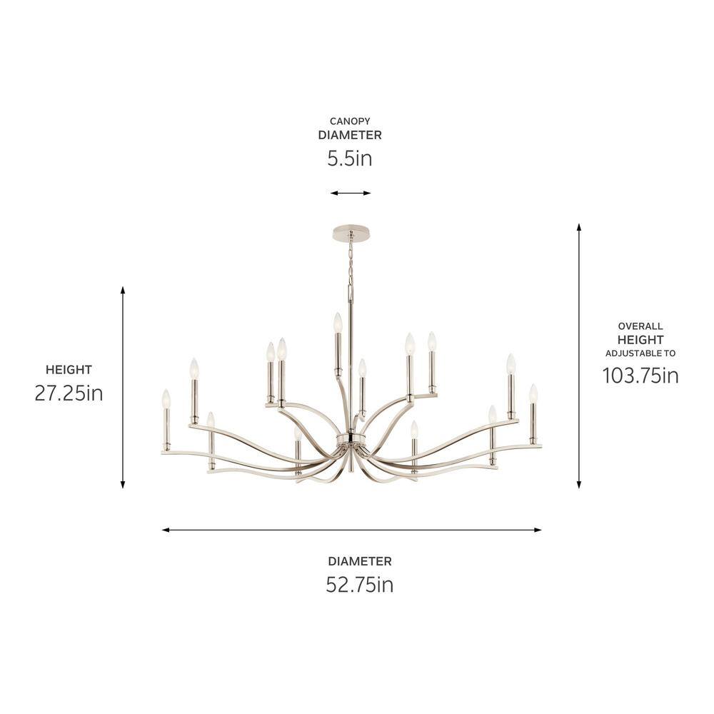Polished Nickel 14-Light Taper Candle Chandelier