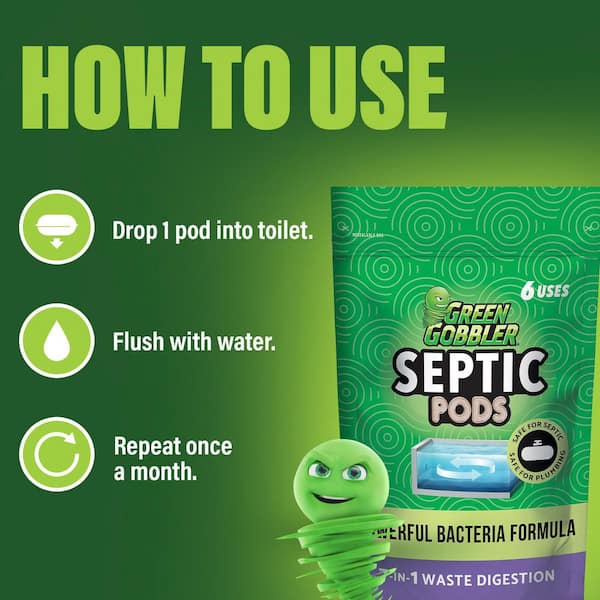 Green Gobbler Septic Tank Treatment Pods Drain Cleaner G0017A6