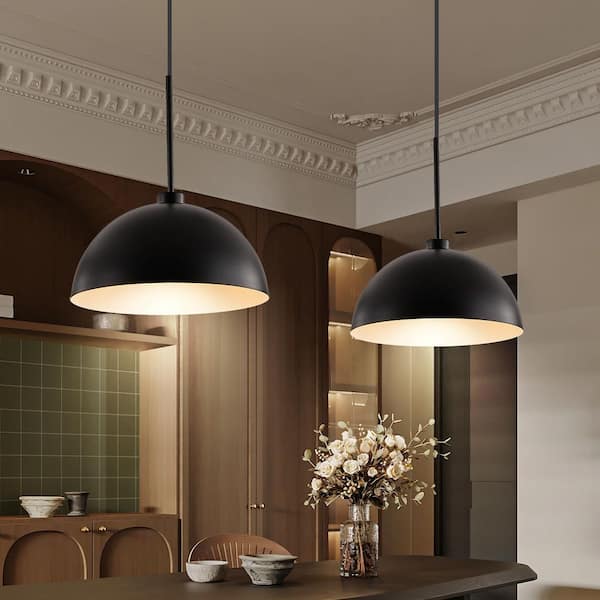 41.3 in. W 2-Light Billiard Light with Black Matte Finish, Adjustable Ceiling Hanging Lamp, E26, No Bulbs Included