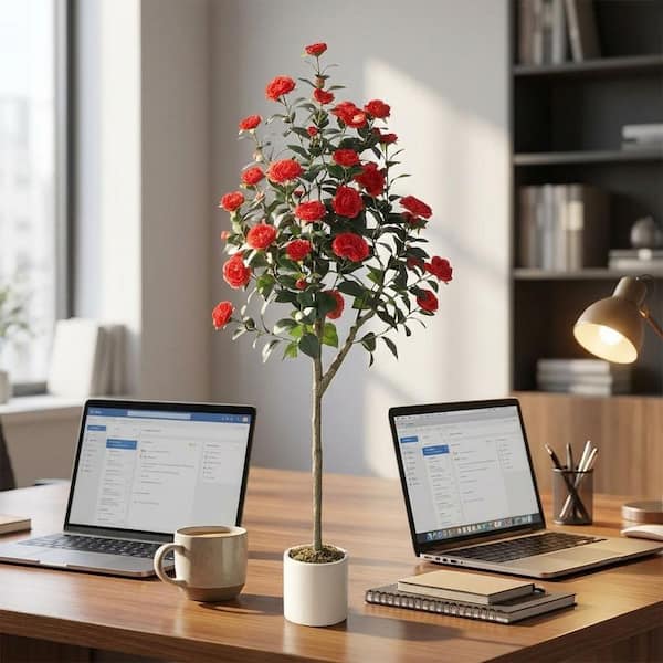 Gravee 5 ft. Artificial Topiary Tree in Planter, Lifelike Foliage