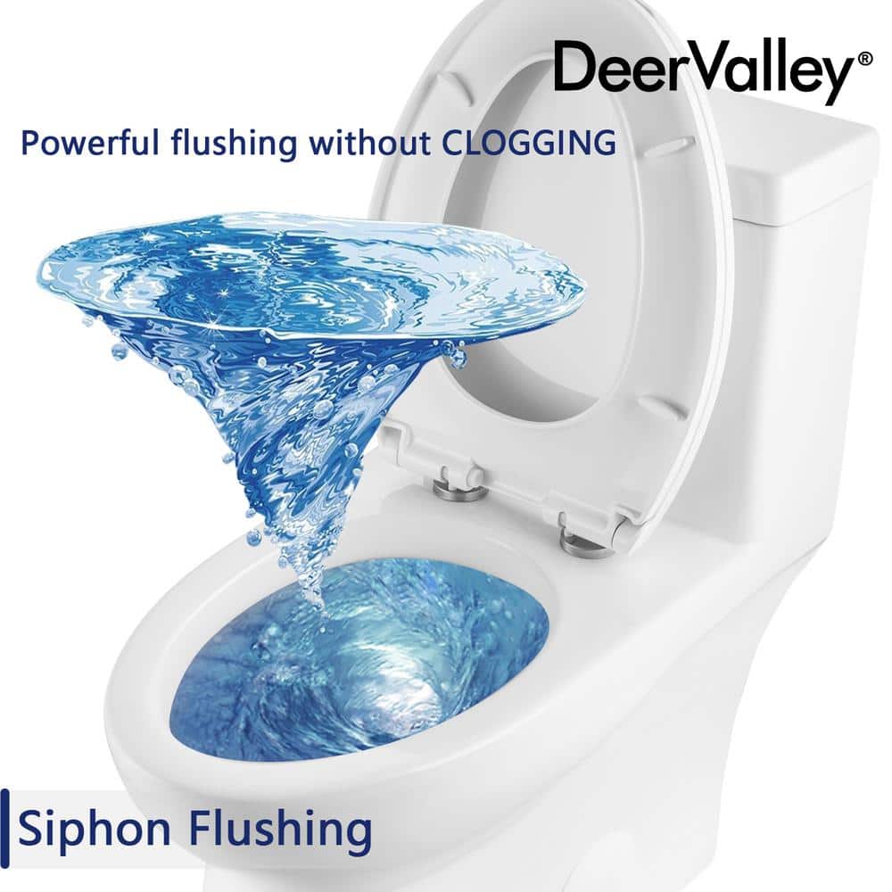 White Ceramic Dual-Flush Elongated One-Piece Toilet with Soft-Close Seat