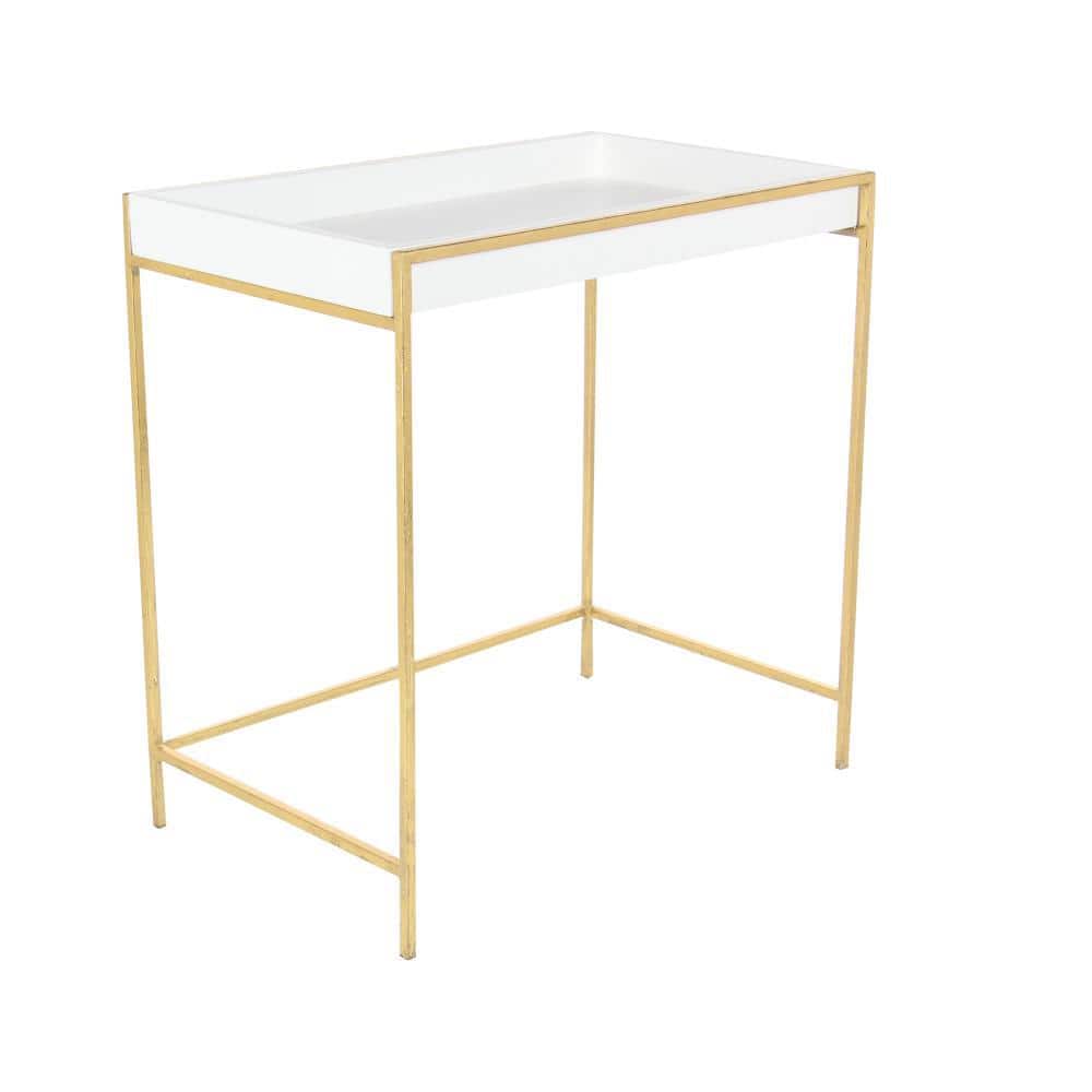 White and Gold Polished Nesting Console Tables, Set of 2