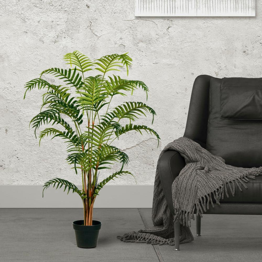 Tropical Oasis 58" Real Touch Fern Floor Plant in Black Planter