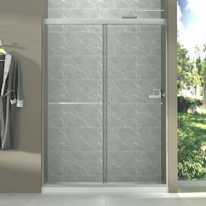 Victoria 50-54 in. W x 72 in. H Sliding Framed Shower Door in Brushed Nickle Finish with Clear SGCC Tempered Glass