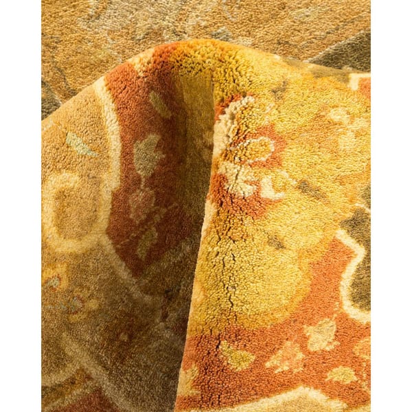 Mogul 12 ft. x 18 ft. Green Oriental Wool Indoor Area Rug