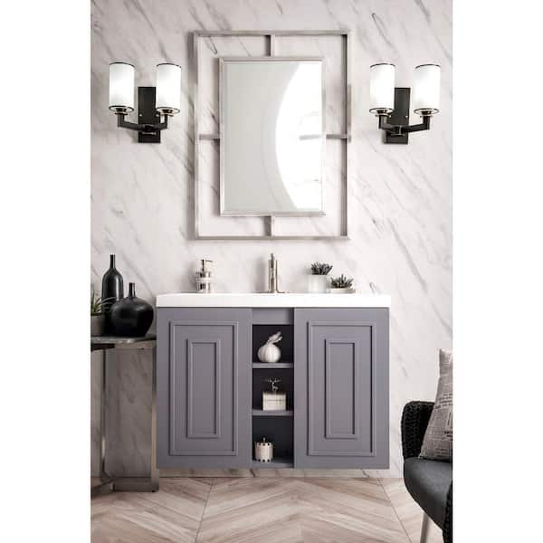 Alicante' 39.4 in. W x 15.6 in. D x 29.4 in. H Bath Vanity in Grey Smoke with White Glossy Resin Top
