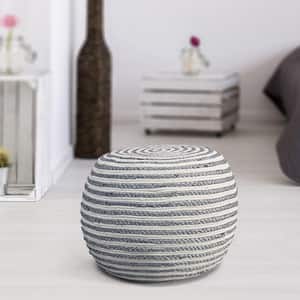 Jute Gray and White Indoor Ottoman