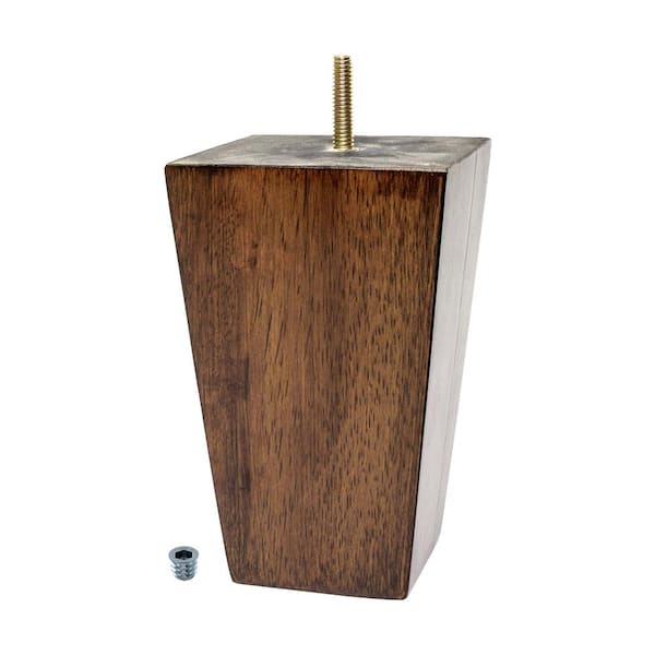 American Pro Decor 6 in. x 3-3/4 in. Stained Cherry Solid Hardwood Square Bun Foot