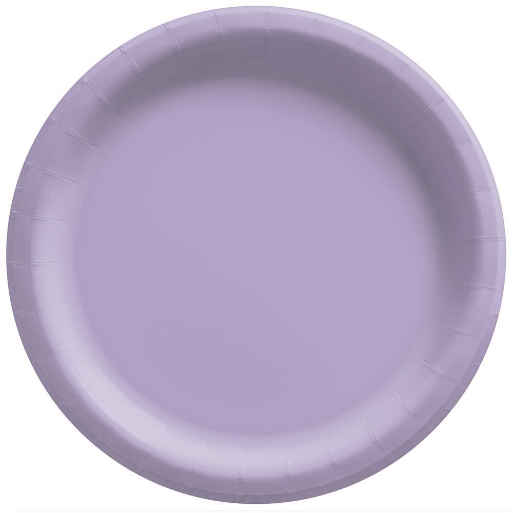 UPC 192937215357 product image for Amscan 6.75 in. x 6.75 in. Lavender Round Paper Plates (200-Pieces), Purple | upcitemdb.com