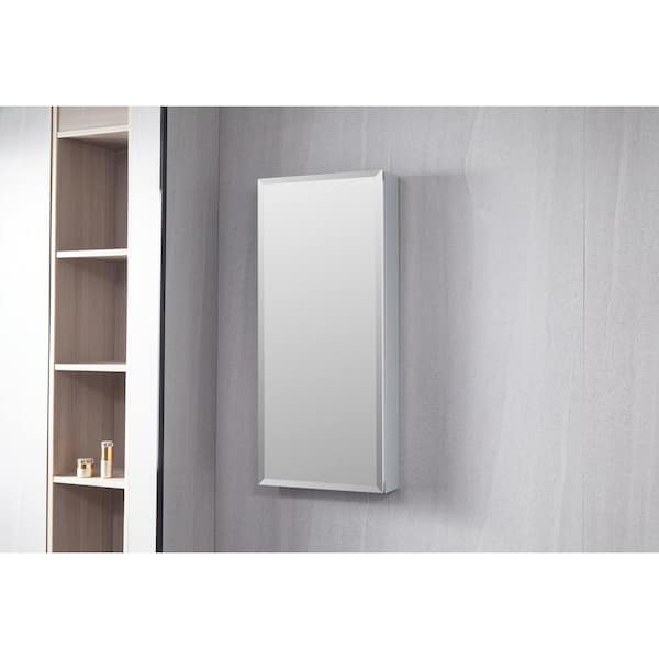 TaiMei 16 in. W x 36 in. H Medium Silver Aluminum Recessed/Surface Mount Medicine Cabinet with Mirror