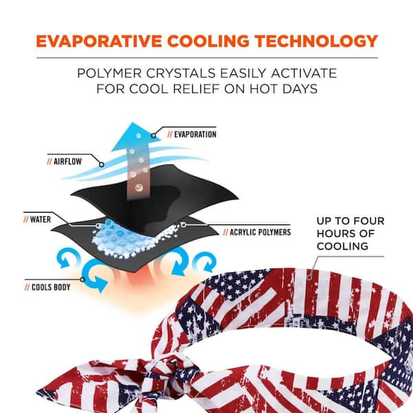 Ergodyne Chill-its 6700 Evaporative Cooling Bandana Stars and Stripes 6pk for sale online 