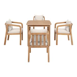 Orleans 5-Piece Eucalyptus Outdoor Dining Set with CushionGuard Almond Cushions