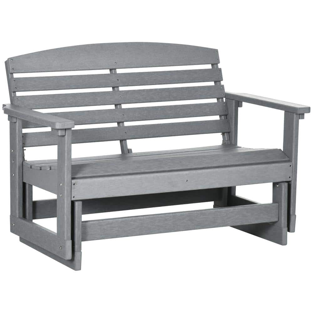 2-Person Gray 50 in. Plastic Outdoor Glider Bench Patio Swing Rocking Chair