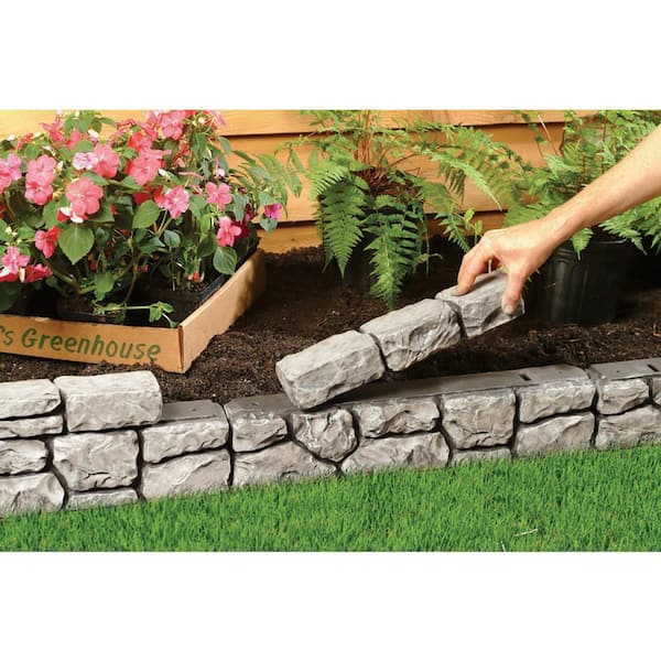 StoneWall Border - 10 ft. x 6 in. Grey No-Dig DIY Garden and Landscape Edging