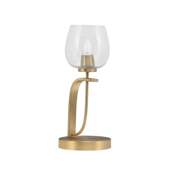 Unbranded Olympia 16.5 in. New Age Brass Piano Desk Lamp with Clear Bubble Glass Shade