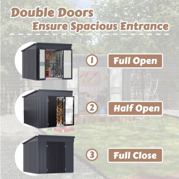 VEIKOUS 7 ft. W x 8 ft. D Gray Metal Storage Shed with Lockable