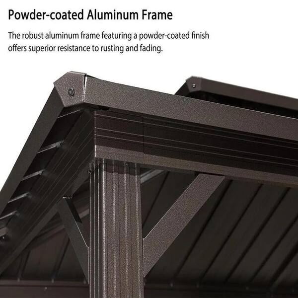 6 ft. x 9 ft. Hardtop Grill Gazebo for Patio Aluminum Barbecue Shelter Gazebo, Hooks,Shelves Double Tiered 24-Lights