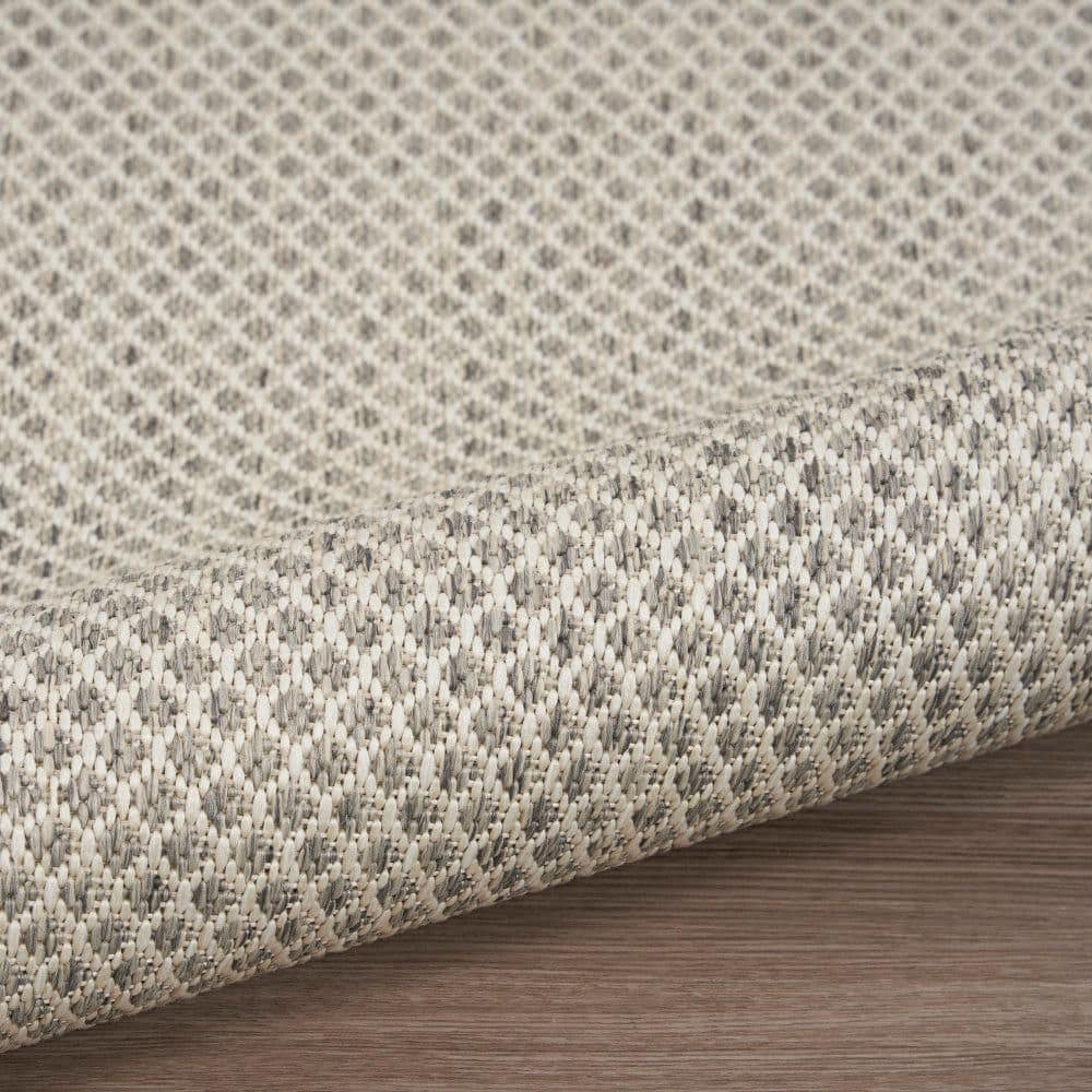 Ivory Silver Geometric Flat Woven Indoor/Outdoor Rug 3' x 5'