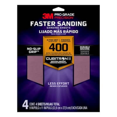 Pro Grade Precision 9 in. x 11 in. 400 Grit X-Fine Advanced Sanding Sheets (4-Pack)