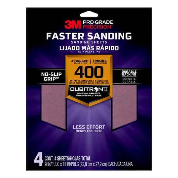 3M Pro Grade Precision 9 in. x 11 in. 400 Grit X-Fine Advanced Sanding Sheets (4-Pack)