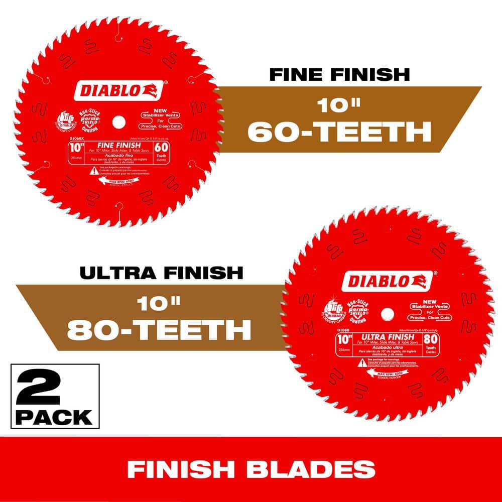 10 in. x 60-Tooth Fine and 10 in. x 80-Tooth Ultra Circular Saw Blades (2-Blades) price history on PriceWatchPro