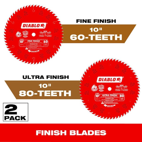 DIABLO 10 in. x 60-Tooth Fine and 10 in. x 80-Tooth Ultra Circular Saw Blades (2-Blades)