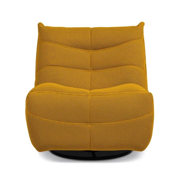 Jennifer Taylor Rearden 35.5 in. Breathable 3D Tech Mesh Swivel Manual Recliner Armless Large Oversized Lounge Gaming Chair in Yellow