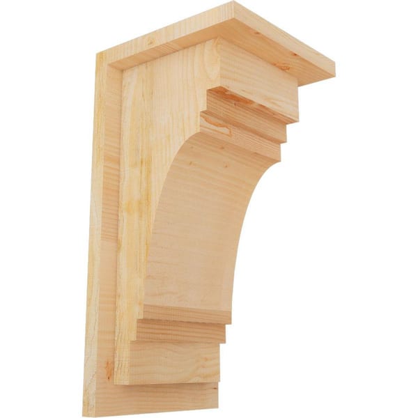 Ekena Millwork 8 in. x 8 in. x 16 in. Douglas Fir Pescadero Rough Sawn Corbel with Backplate