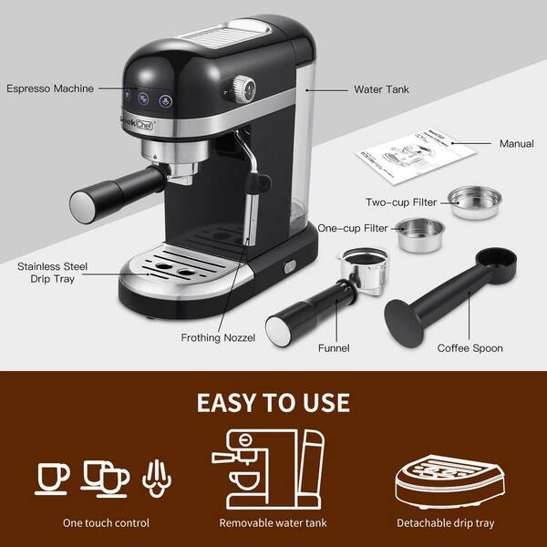 10-Cup Coffee Maker with Grinder, Touch Screen, Automatic Brew, Warming  Plate, 1.5L Water Tank, Removable Filter - For Home and Office