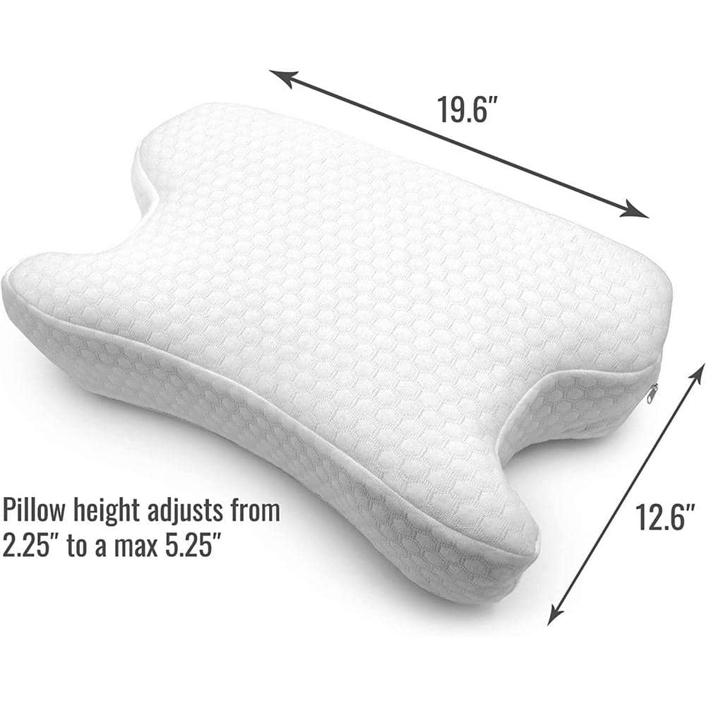 White Memory Foam CPAP Sleep Aid Pillow with Contoured Cutouts
