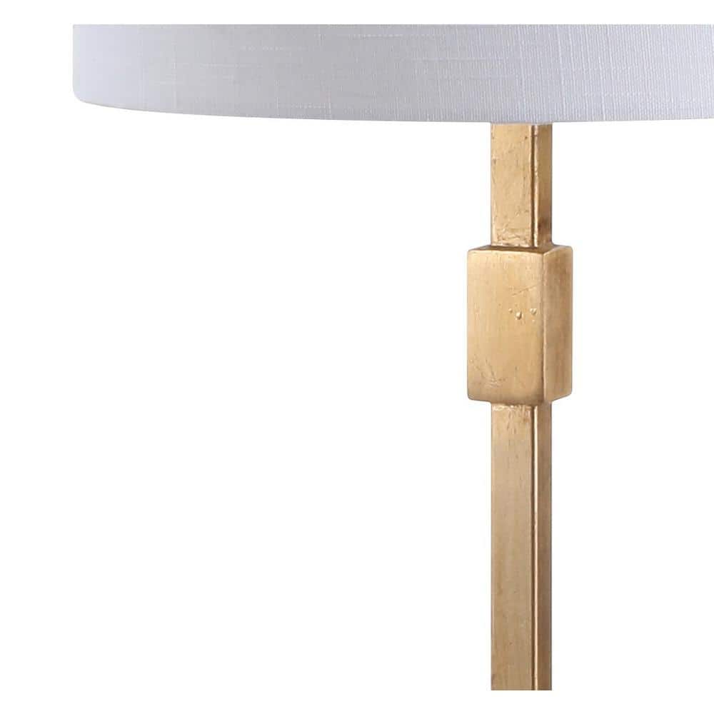 Transitional 29" Gold Leaf Column Table Lamp with Linen Shade