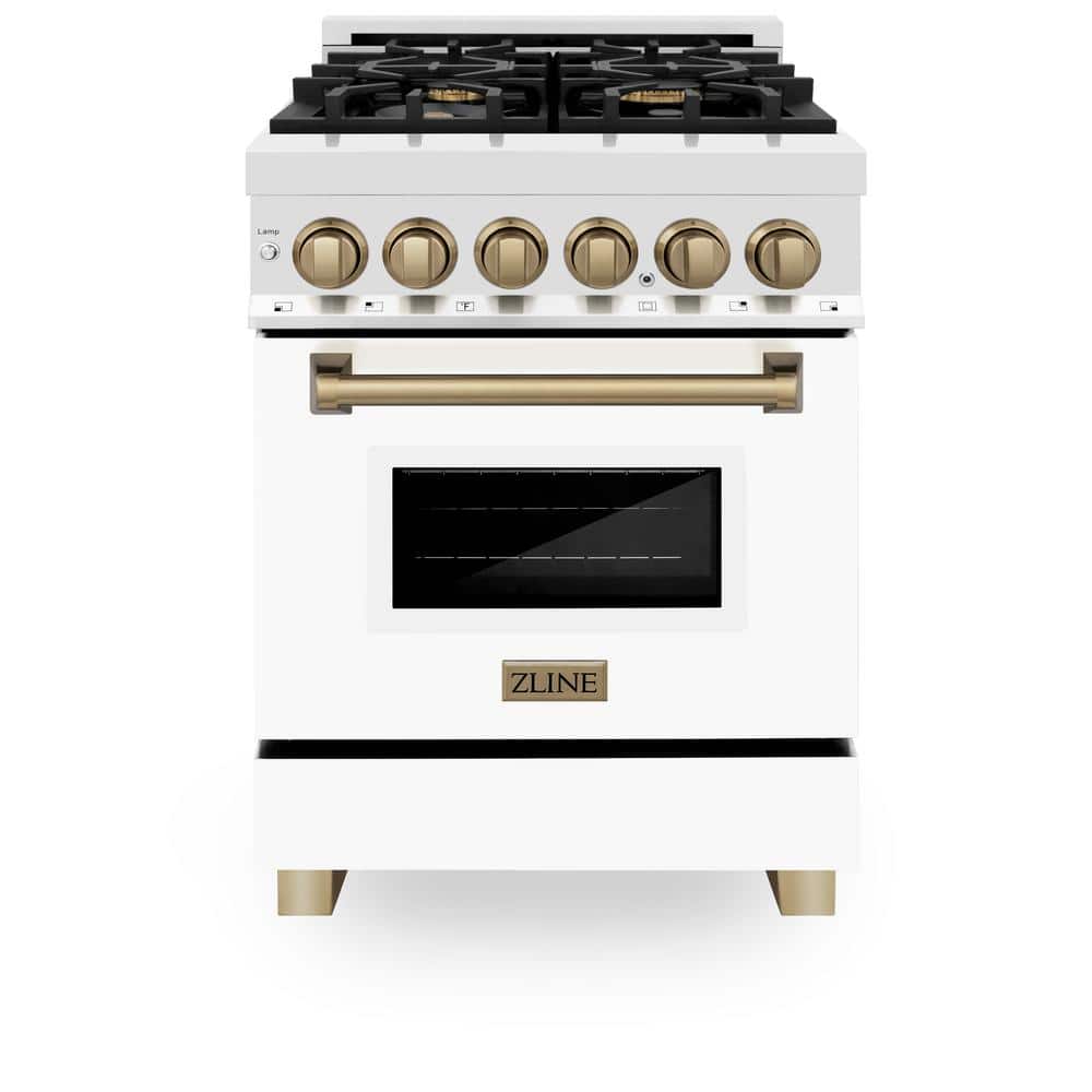 Autograph Edition 24 in. 4 Burner Dual Fuel Range in Stainless Steel, White Matte and Champagne Bronze price history on PriceWatchPro