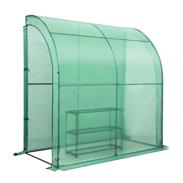 EAGLE PEAK 39.4 in. W x 78.7 in. D x 82.7 in. H Outdoor Lean to Walk-In Green Greenhouse with Shelf