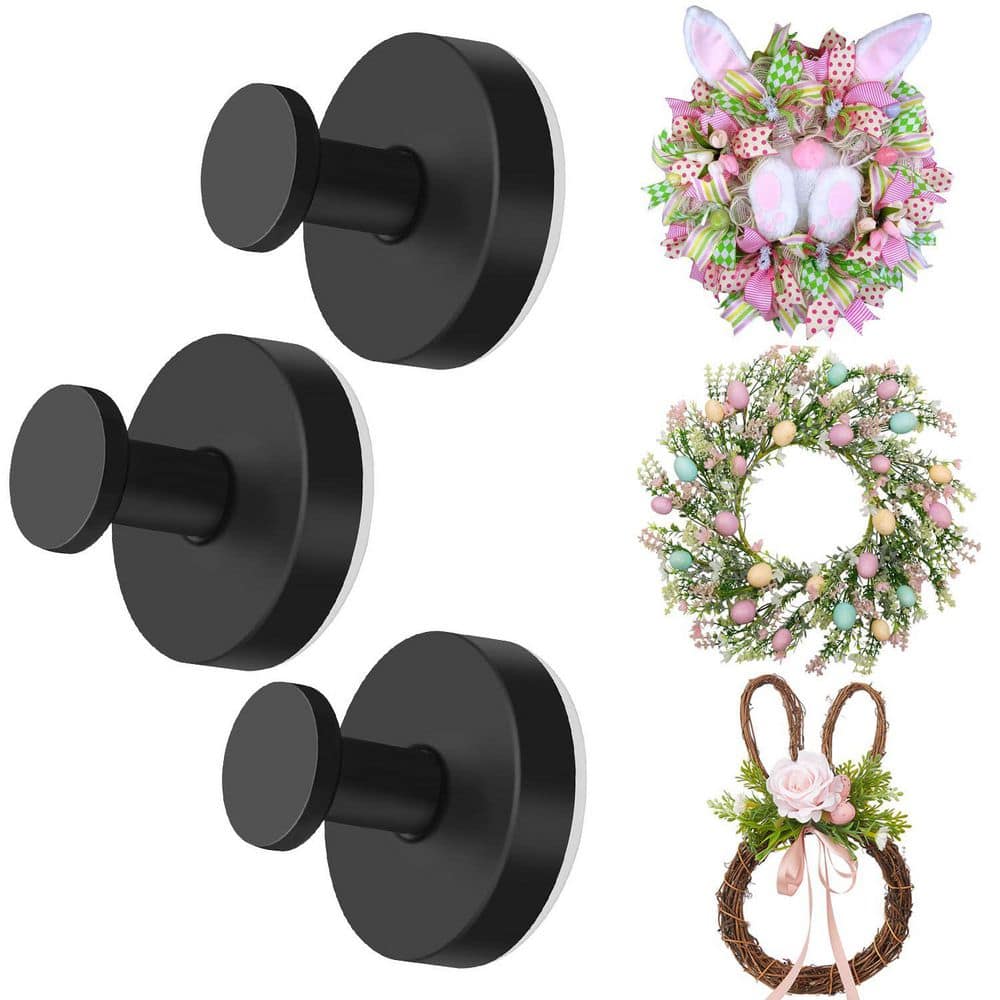 3-Piece Suction Cup Wreath Hangers for Front Door, Glass and Mirrors, No Drill, 12 lb Load, Black Matte price history on PriceWatchPro