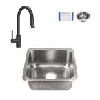 Wilson Undermount Stainless Steel 17 in. Single Bowl Bar Prep Sink with Pfister Faucet and Drain in Matte Black