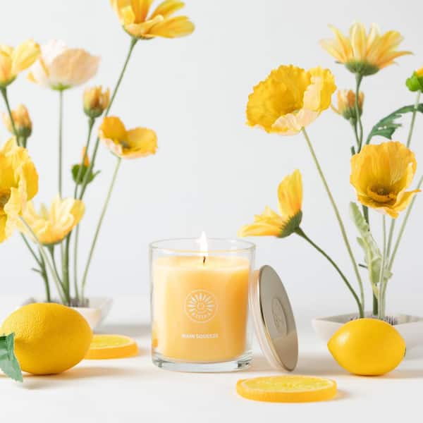 Vance Kitira Main Squeeze Persimmon and Peach Scented Single Wick Yellow Jar Candle, 60-Hour Burn Time