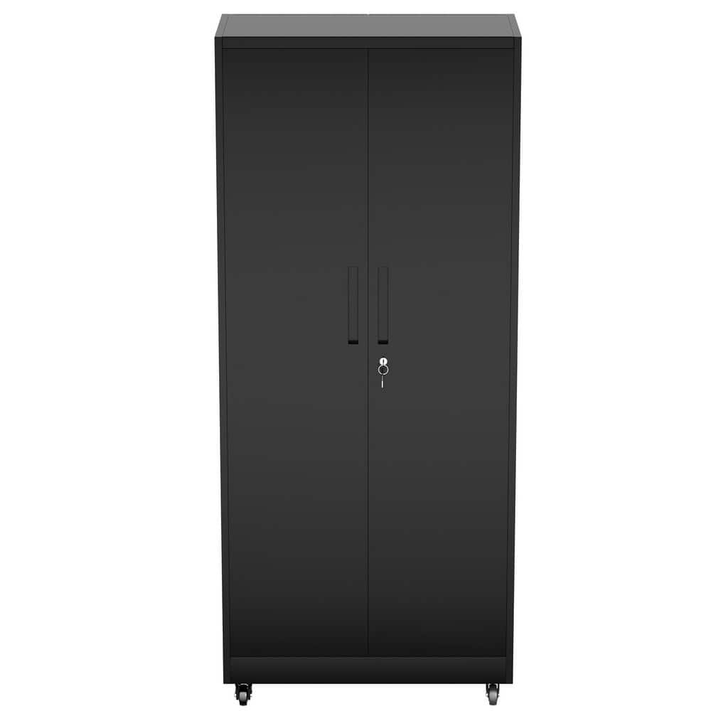 Emberix 31.5 in. W x 74 in. H x 15.7 in. D Rolling Metal Garage Freestanding Cabinet in Black with 4-Adjustable Shelves price history on PriceWatchPro